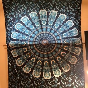 blue and black tapestry